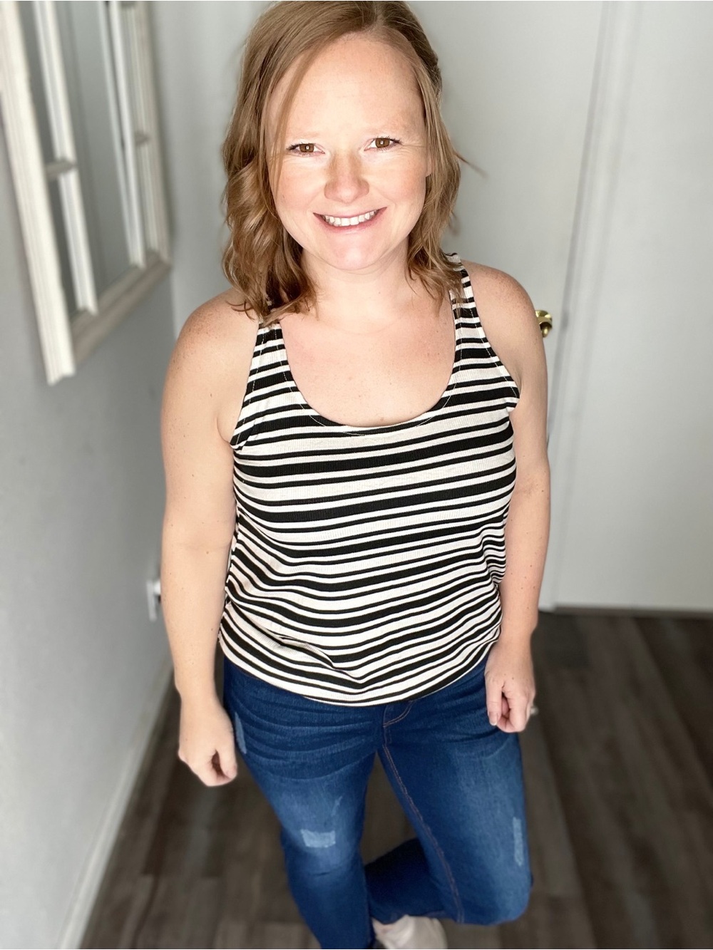 Striped Black & White Racerback Tank Top